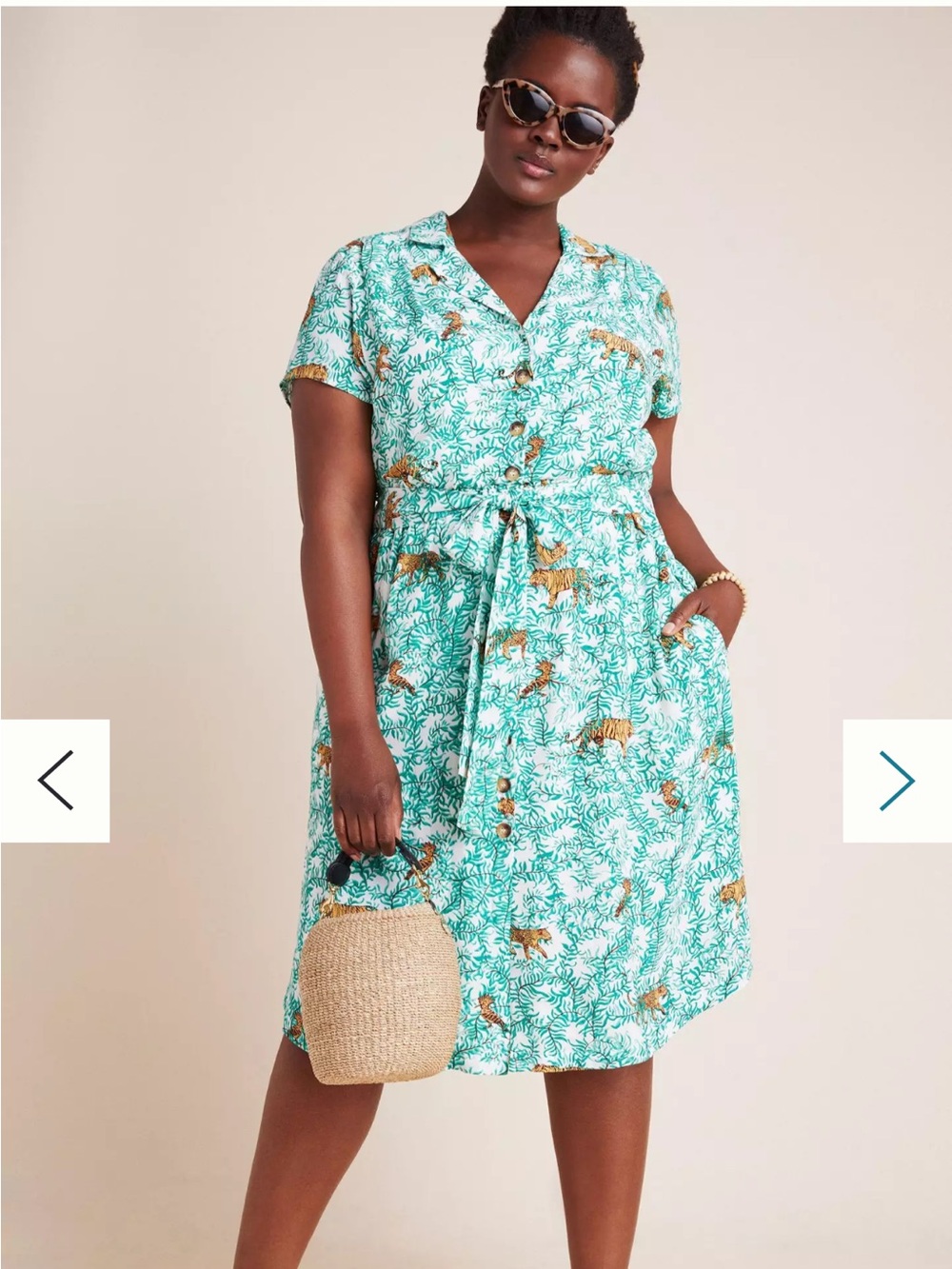 Maeve Anthropologie Catherine Tiger Shirt Dress - size 20